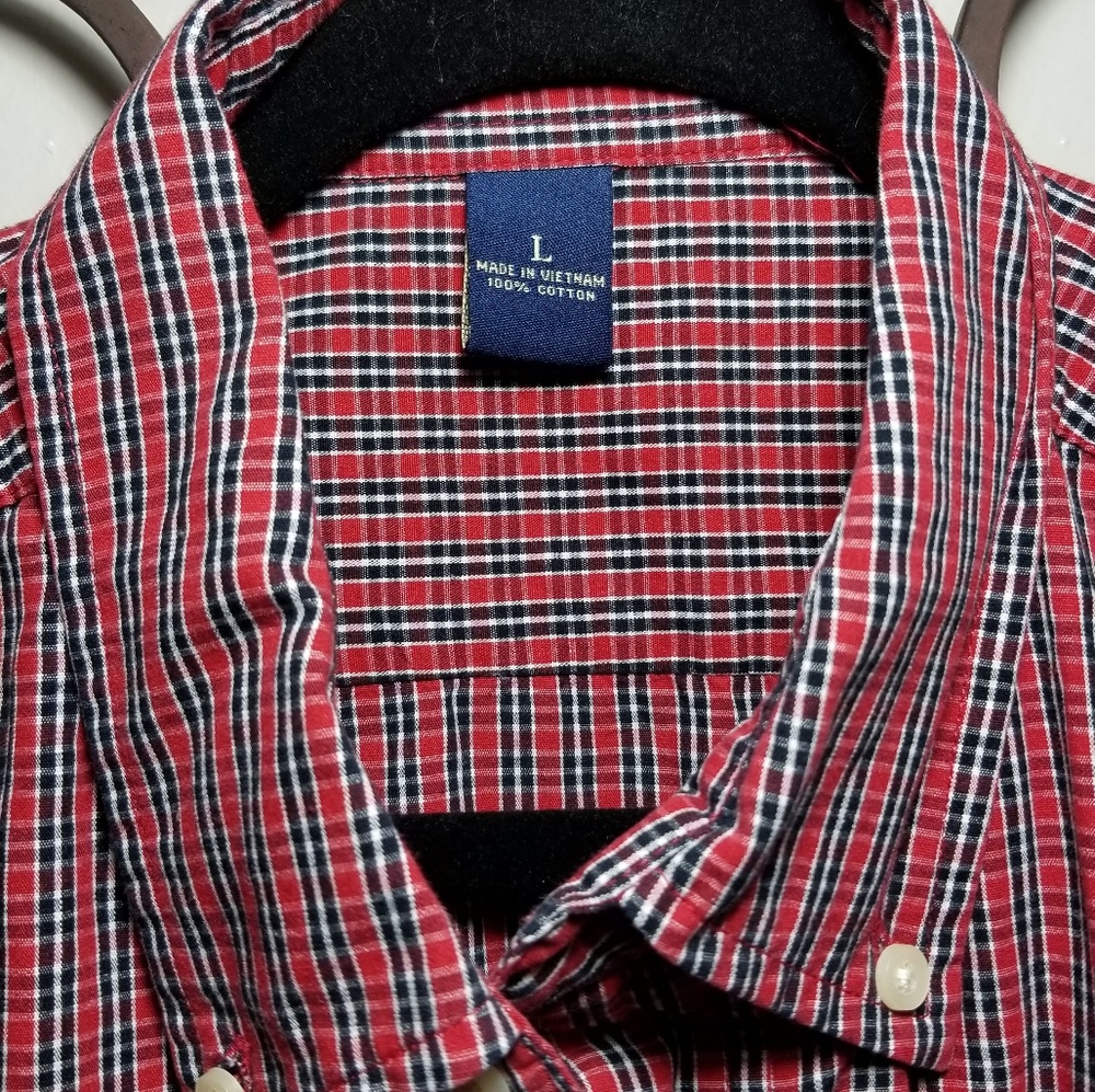 US POLO  Button Down Shirt Men’s Size L Short Sleeve Red Plaid Gift For Him - Picture 2 of 7